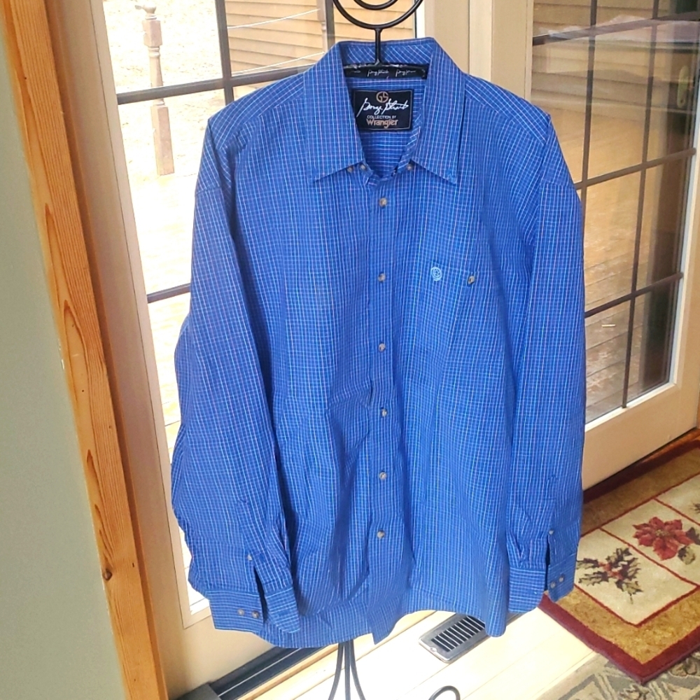 Wrangler George Strait Collection Mens Blue Plaid Long Sleeve Western Shirt 2XL